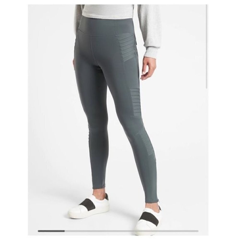 Athleta Delancey Moto Tight Anthracite Grey‎ Full 7/8 Length M